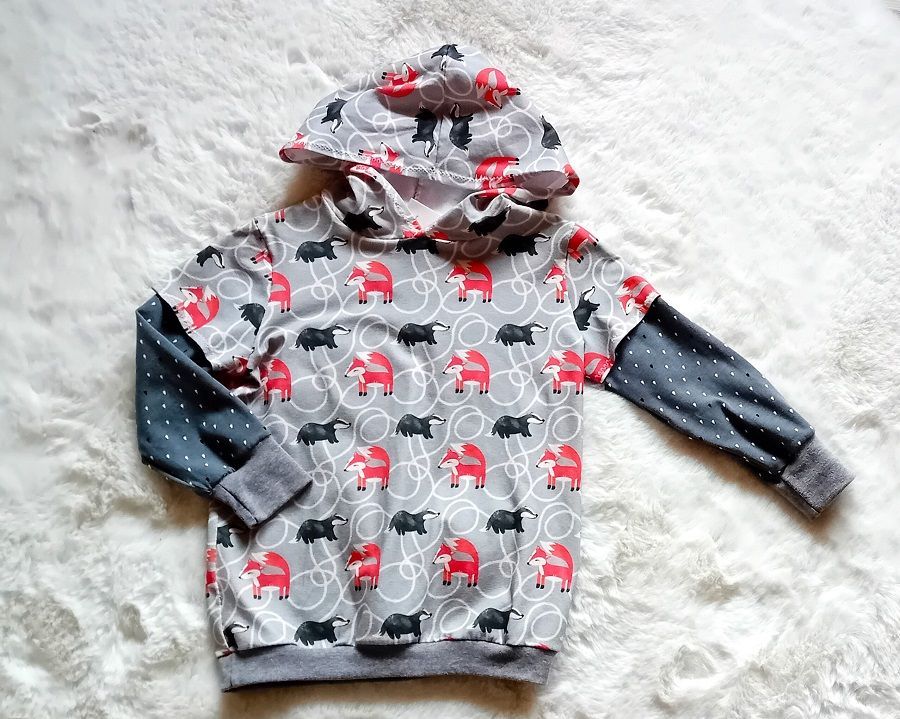 Kapuzenpullover Jungen FUCHS mit DACHS in Gr. 98/104