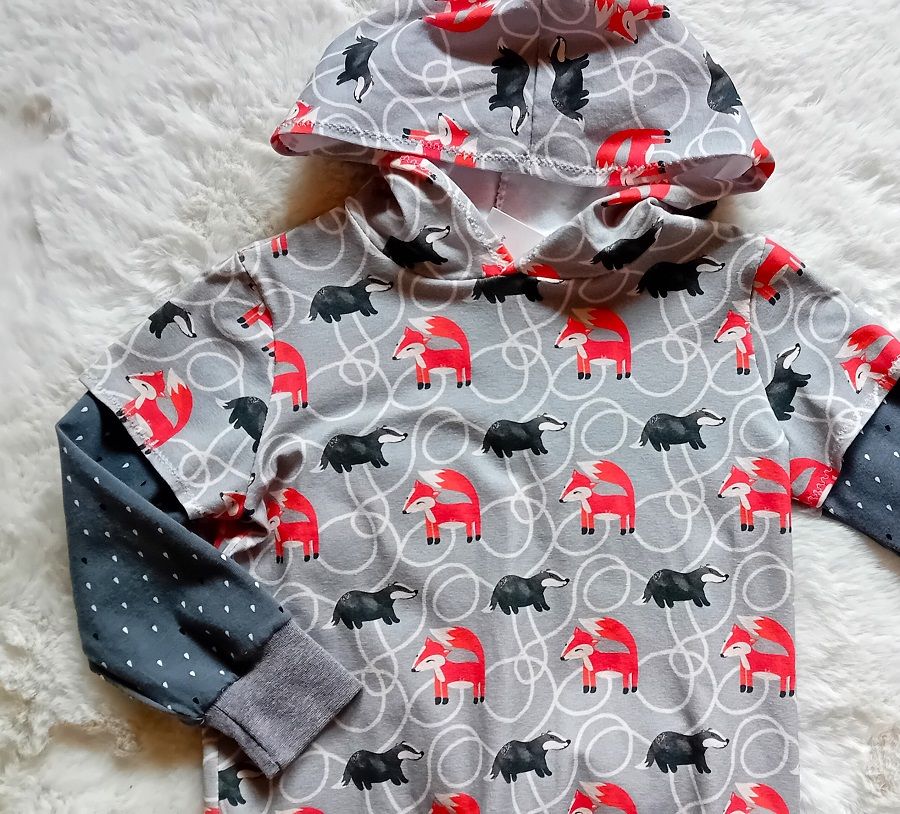 Kapuzenpullover Jungen FUCHS mit DACHS in Gr. 98/104