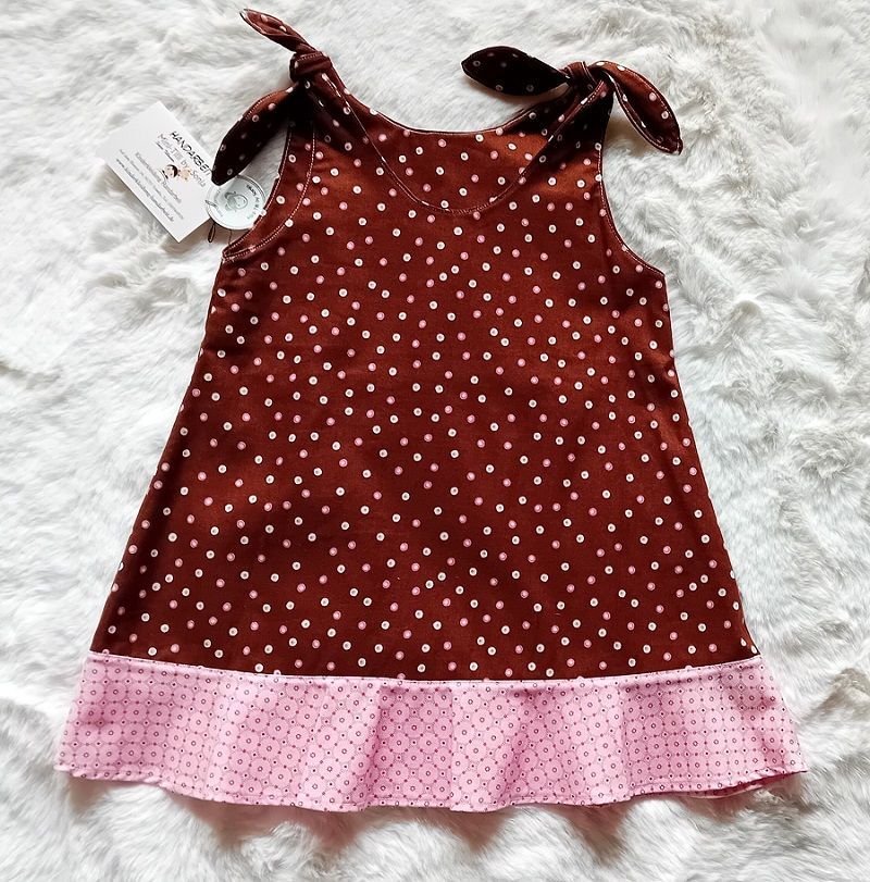 Tunikakleid Kinder PUNKTE BRAUN-ROSA  in Gr. 86/92 Tunikakleid Kinder PUNKTE BRAUN-ROSA  in Gr. 86/92