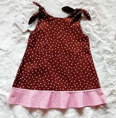 Tunikakleid Kinder PUNKTE BRAUN-ROSA  in Gr. 86/92