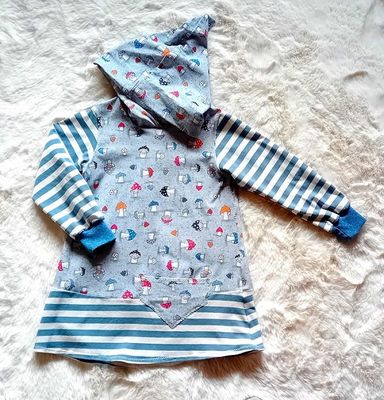 Kapuzenkleid Kinder langarm PILZE in Gr.  92 Kapuzenkleid Kinder langarm PILZE in Gr.  92