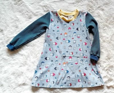 Kinderkleid langarm  PILZEWIESE in Gr. 98 Kinderkleid langarm  PILZEWIESE in Gr. 98