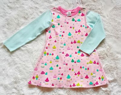 Kinderkleid langarm  BUNTE PILZE in Gr. 104