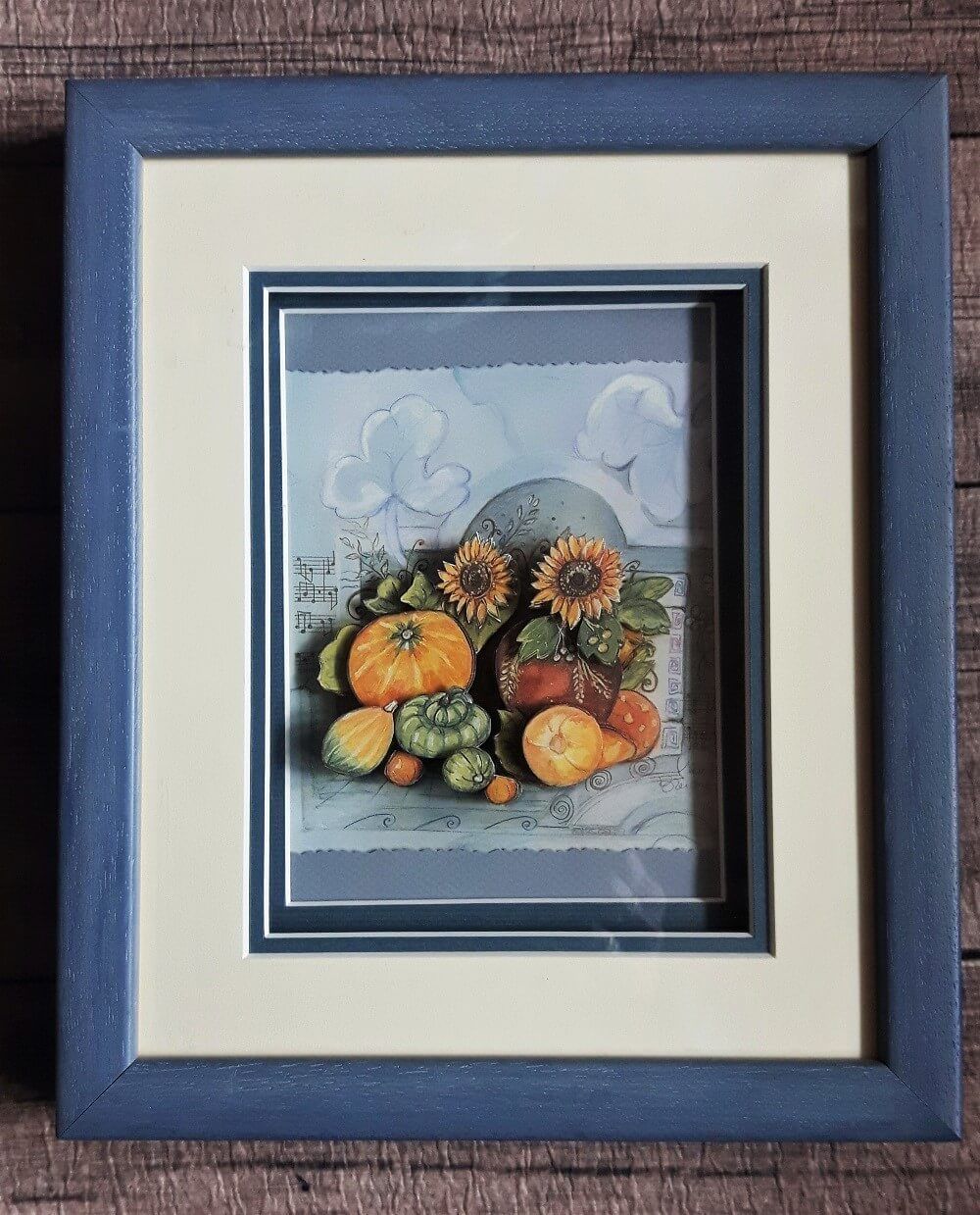 Wandbild 3-D-Technik im Holzrahmen handmade / Sonnenblumen Wandbild 3-D-Technik im Holzrahmen handmade / Sonnenblumen