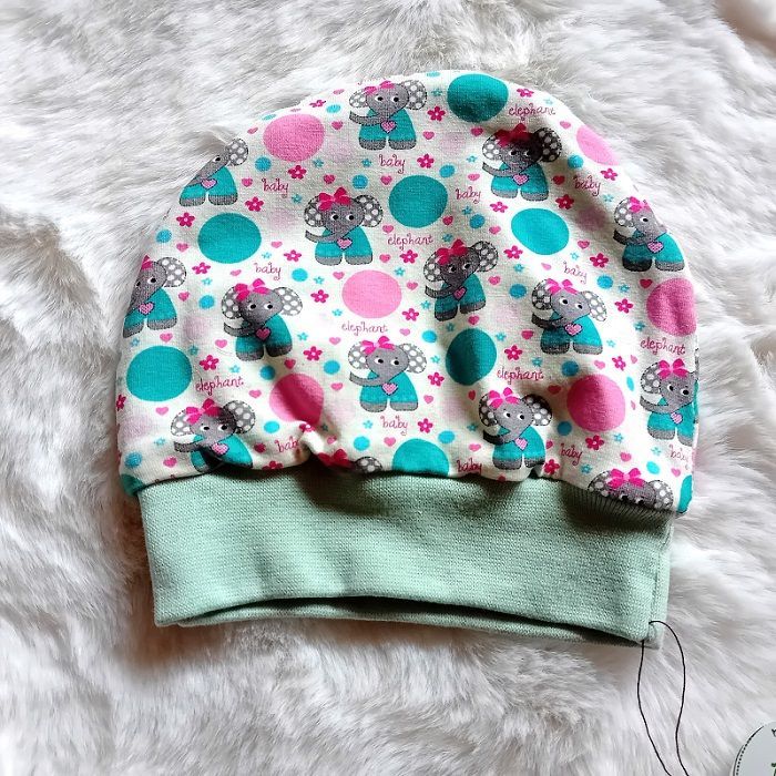 Baby Beanie  ELEFANTEN PUNKTE / 0-6 Monate Baby Beanie  ELEFANTEN PUNKTE / 0-6 Monate