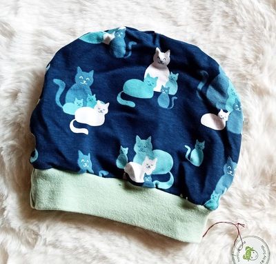 Baby Beanie  KATZEN BLUMEN / 9-12 Monate Baby Beanie  KATZEN BLUMEN / 9-12 Monate