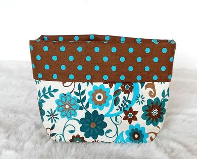 Utensilo Stoffkorb handmade | Blumen mint braun