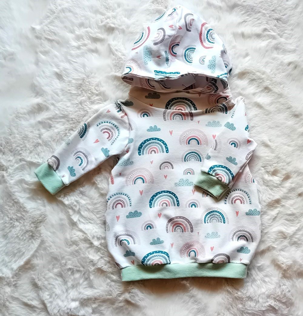 Baby Kapuzen-Ballonkleid REGENBOGEN in Gr. 62 Baby Kapuzen-Ballonkleid REGENBOGEN in Gr. 62