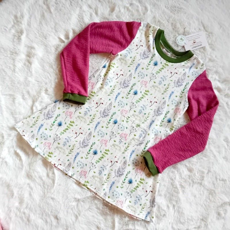 Kinderkleid langarm SOMMERBLUMEN in Gr. 116