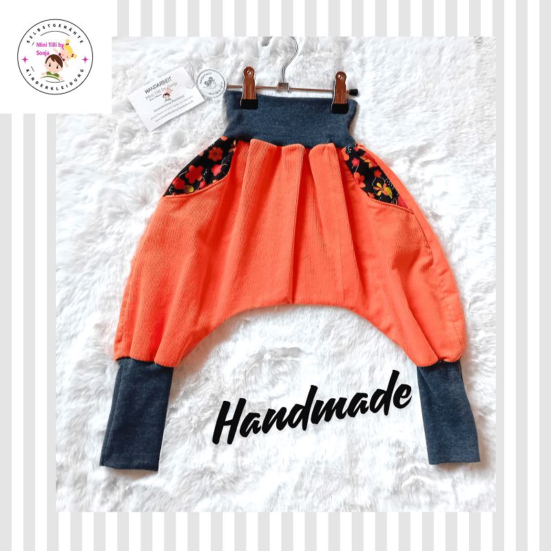 Pumphose Kinder  CORD ORANGE in Gr. 80/86