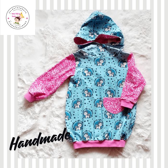 Baby Kapuzen-Ballonkleid EINHORN in Gr. 74/80