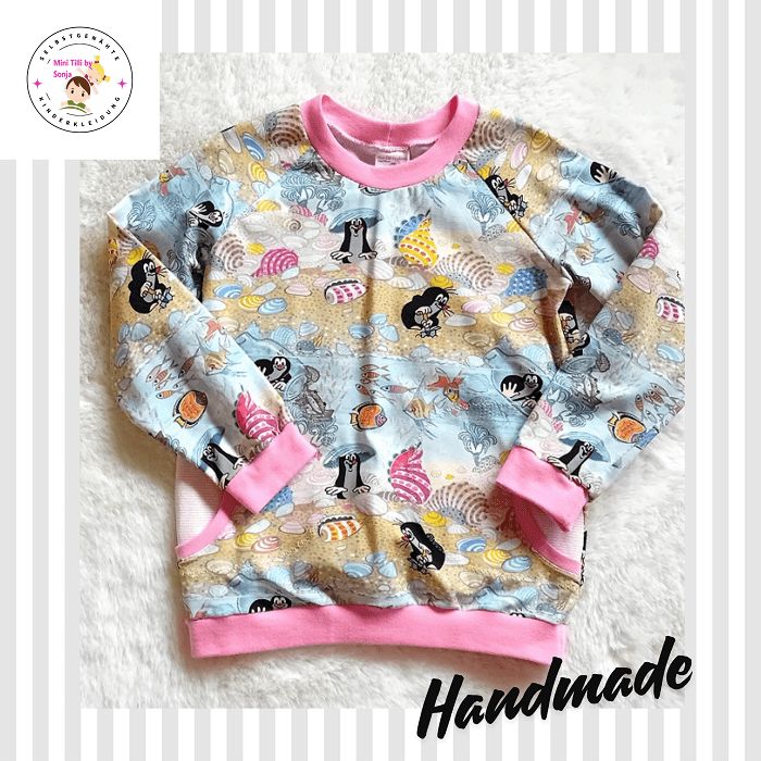 Kinderpullover langarm MAULWURF AM MEER in Gr. 104 - 116