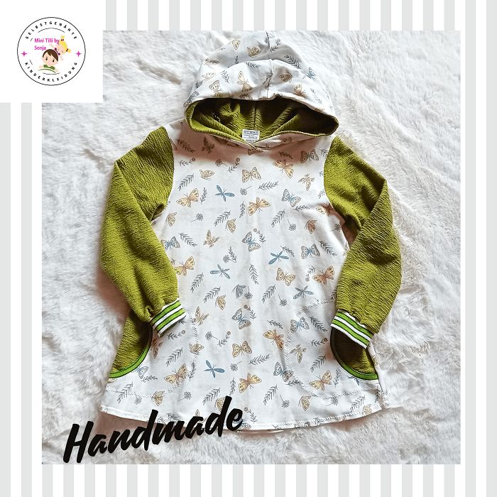 Kapuzenpullover Kinder Hoodie SCHMETTERLINGE in Gr. 122