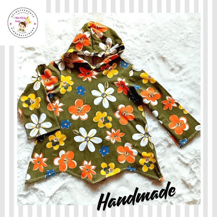 Zipfelpullover Kinder BLUMEN RETRO in Gr. 128