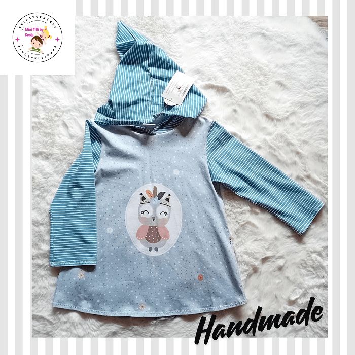 Kapuzenpullover Kinder Hoodie EULE ELLA in Gr. 122