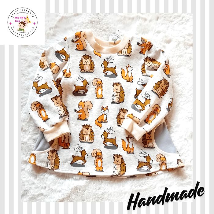 Kinderpullover langarm LUSTIGE TIERE in Gr. 80, 104 und 110