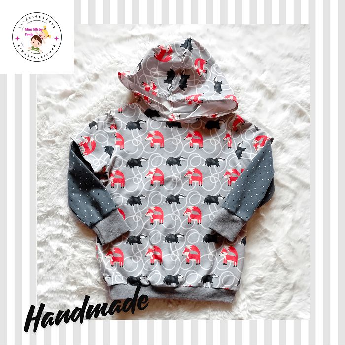 Kapuzenpullover Jungen FUCHS mit DACHS in Gr. 98/104