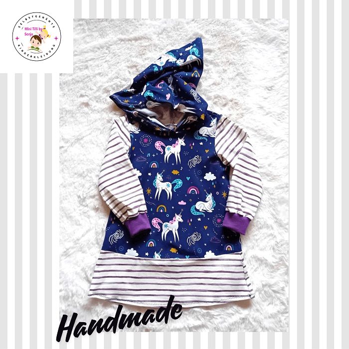 Kapuzenkleid Kinder langarm EINHORNMAGIE in Gr. 92 Kapuzenkleid Kinder langarm EINHORNMAGIE in Gr. 92