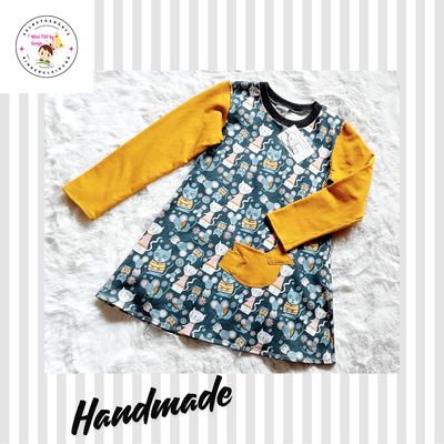 Kinderkleid langarm  KATZEN in Gr. 122