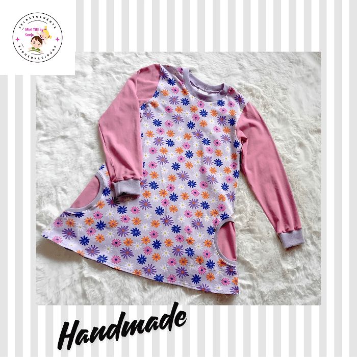 Kinderkleid langarm  BLUMENMEER in Gr. 128