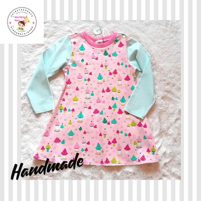 Kinderkleid langarm  BUNTE PILZE in Gr. 104
