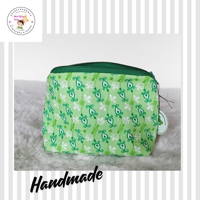 Kosmetiktasche handmade |  Ornamente weiss hellgruen