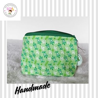 Kosmetiktasche handmade |  Ornamente weiss hellgruen