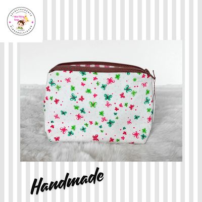 Kosmetiktasche handmade | Schmetterlinge weiss
