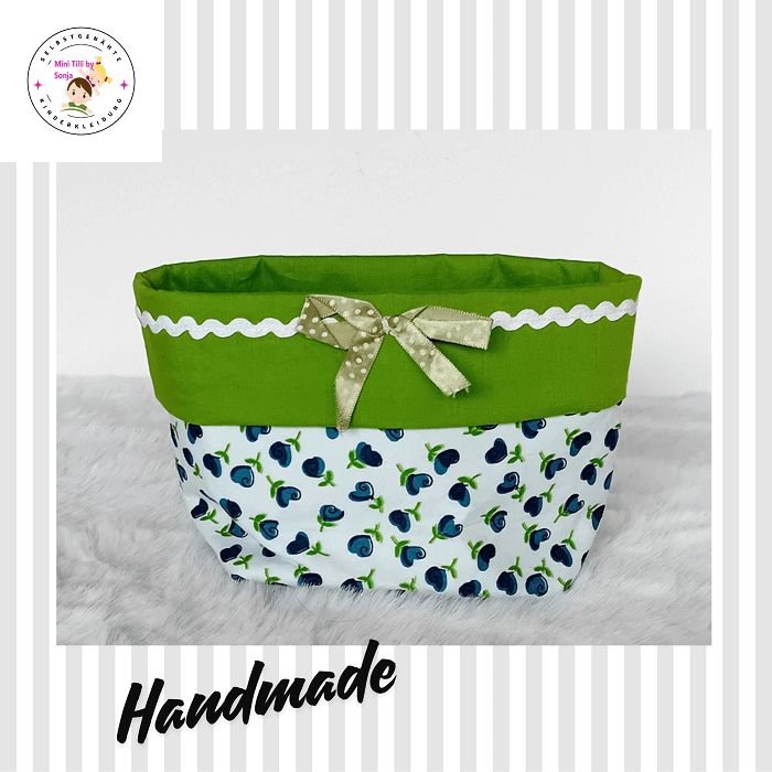 Utensilo Stoffkorb handmade | Blumen gruen/weiss