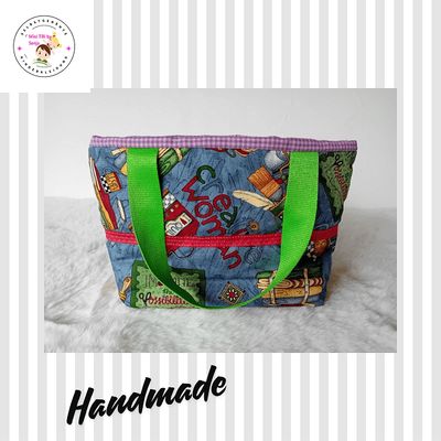 Kindertasche handmade | Gartenwerkzeuge blau lila