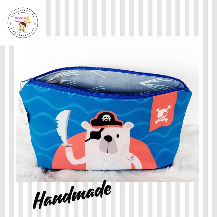 Kosmetiktasche handmade | Pirat blau orange