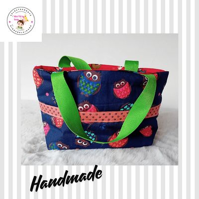 Kindertasche handmade | Eulen blau rot