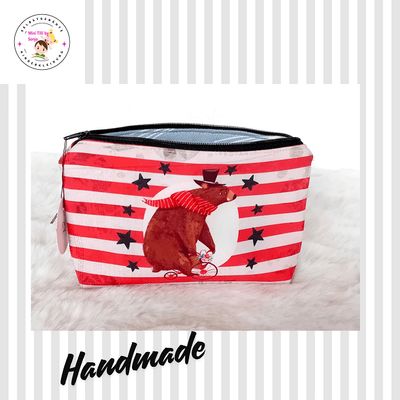 Kosmetiktasche handmade | Zirkus rot weiss