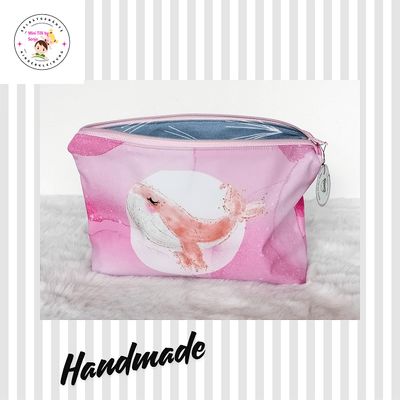Kosmetiktasche handmade | Wale rosa weiss