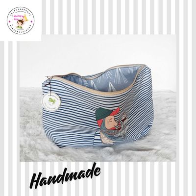 Kosmetiktasche handmade | Seemann weiss blau
