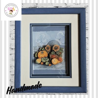 Wandbild 3-D-Technik im Holzrahmen handmade / Sonnenblumen