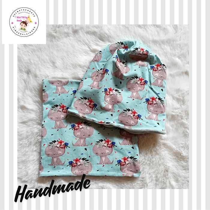 Kinder Set Beanie|Loop BLUMENKATZE / 1-3,5 Jahre