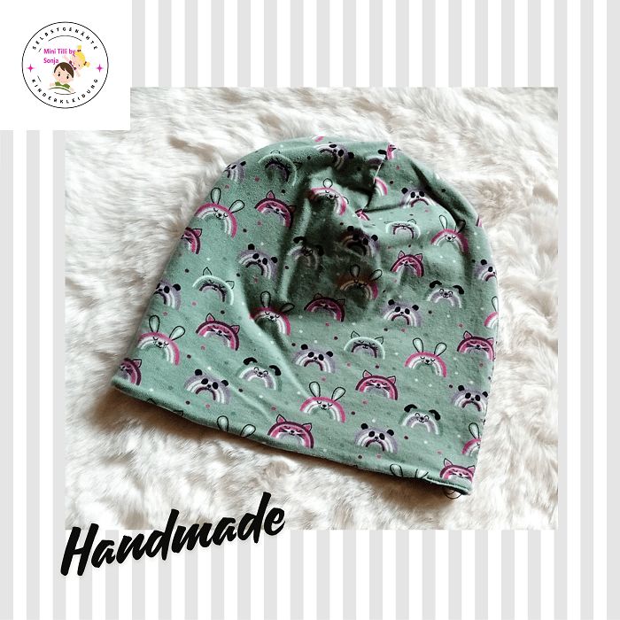 Kinder Beanie REGENBOGENHASEN / 1-3,5 Jahre