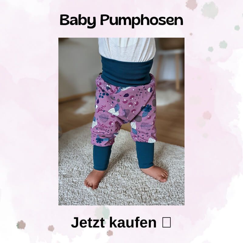 Die mitwachsenden Baby Pumphosen von *Mini Tilli by Sonja* sind handgemacht und haben einen bequemen und legeren Schnitt 
