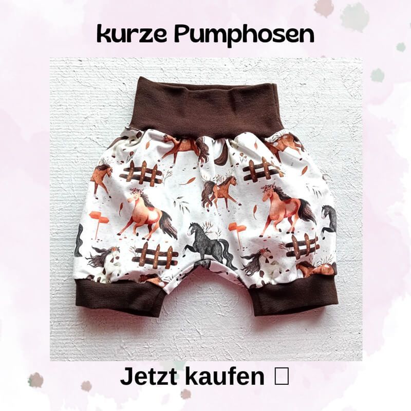 Handgefertigte kurze Pumphosen für Babys und Kinder von Mini Tilli by Sonja