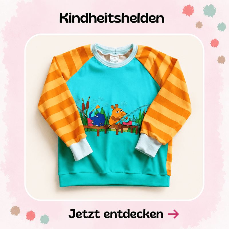 Kinderkleidung mit Helden der Kindheit von Mini Tilli by Sonja - Sendung mit der Maus, der kleine Maulwurf, das Sandmännchen
