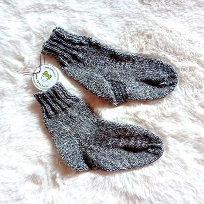 handgestrickte Kindersocken grau in Gr. 22/23