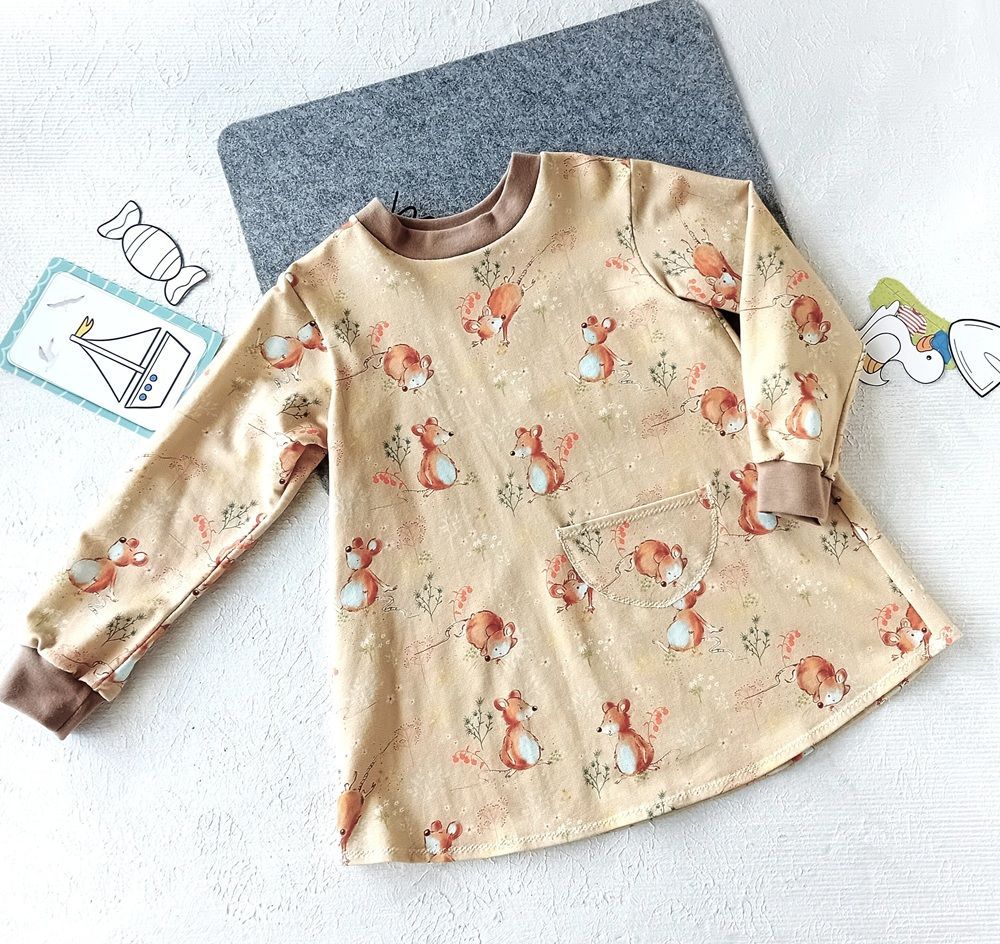 Kinderpullover langarm KLEINE MAUS in Gr. 128