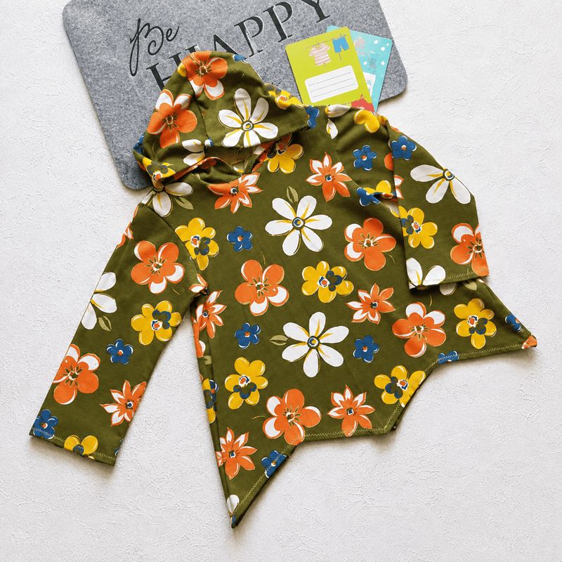 Zipfelpullover Kinder BLUMEN RETRO in Gr. 128