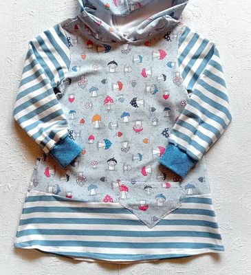 Kapuzenkleid Kinder langarm PILZE in Gr. 92