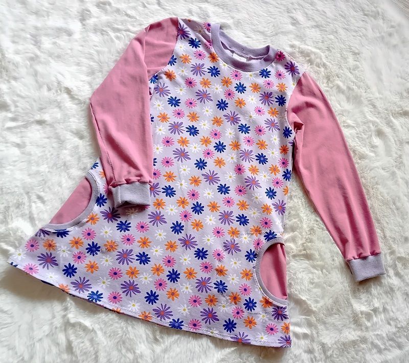 Kinderkleid langarm BLUMENMEER in Gr. 128