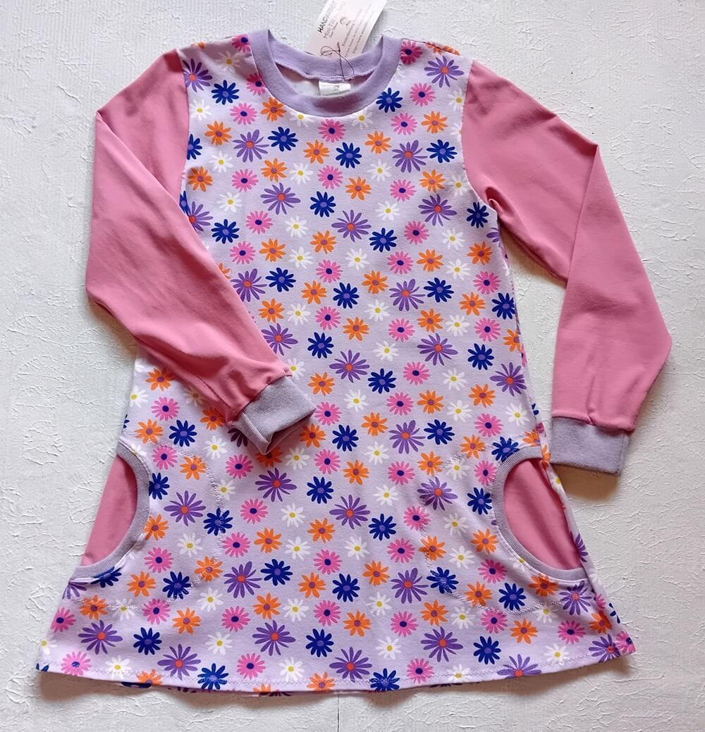 Kinderkleid langarm  BLUMENMEER in Gr. 128