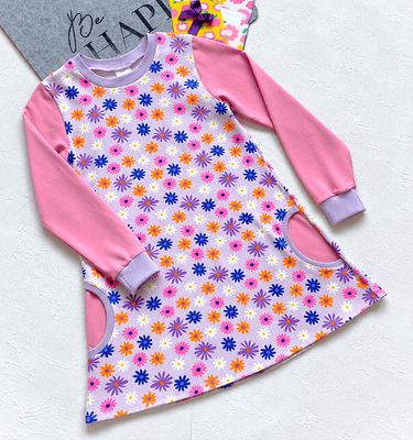 Kinderkleid langarm BLUMENMEER in Gr. 128 Kinderkleid langarm BLUMENMEER in Gr. 128