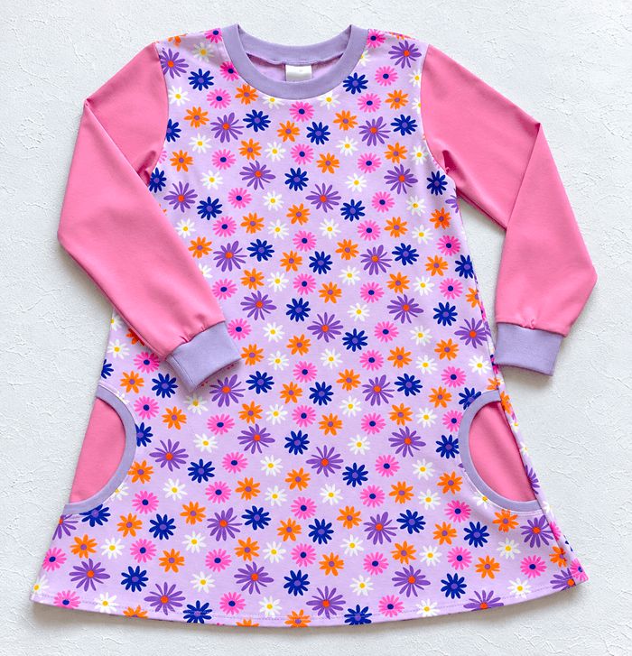 Kinderkleid langarm BLUMENMEER in Gr. 128
