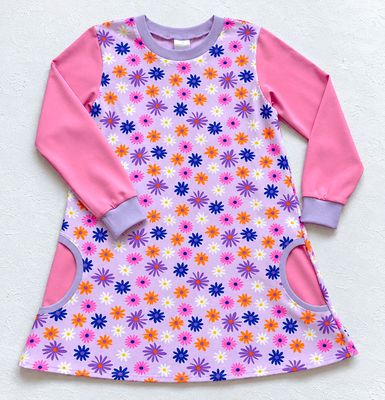 Kinderkleid langarm BLUMENMEER in Gr. 128